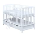 Baby-Delux Babybett Milo Weiß Massivholz mit Schublade Bild 1