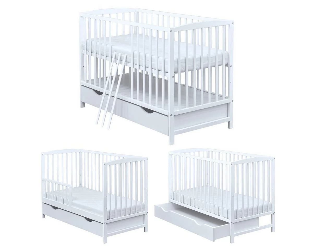 Baby-Delux Babybett Milo Weiß Massivholz mit Schublade - Bild 2