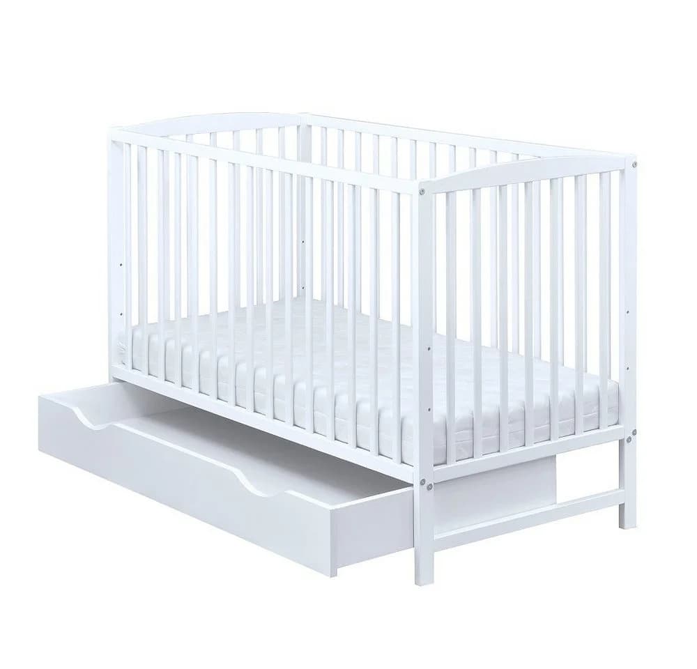 Baby-Delux Babybett Milo Weiß Massivholz mit Schublade - Bild 3