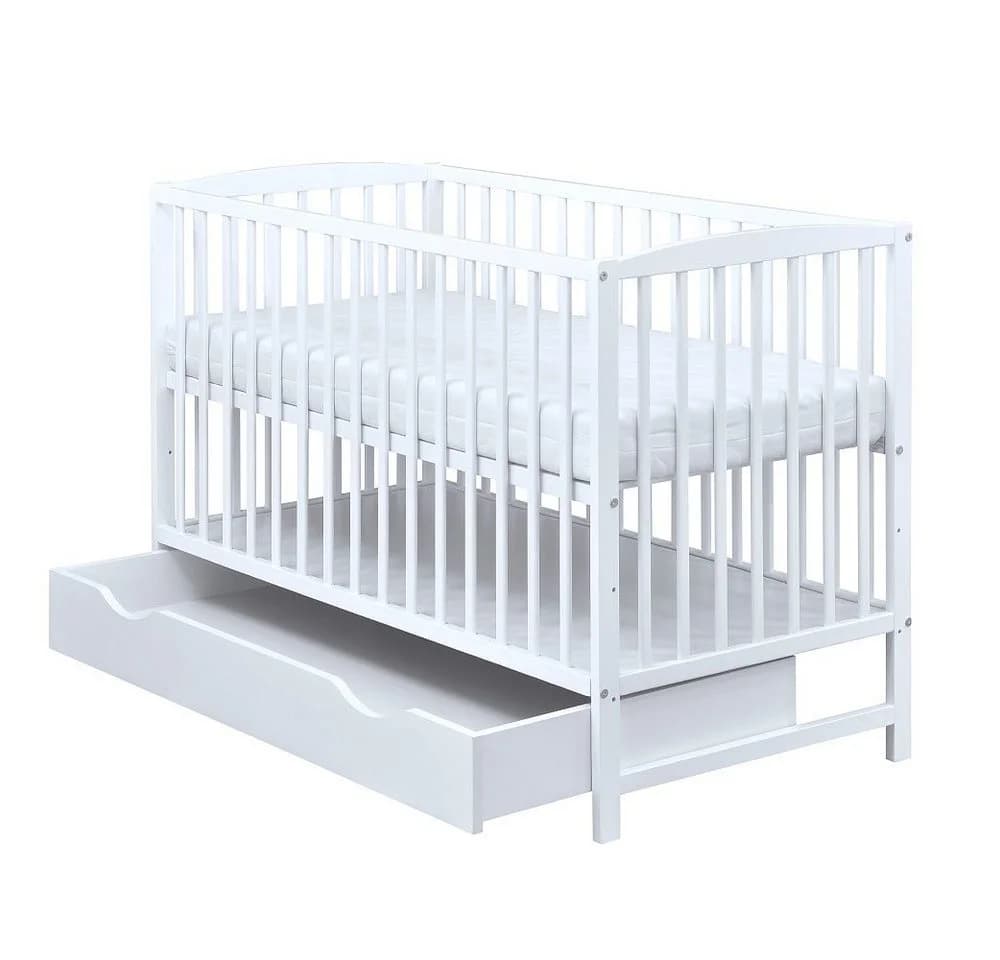 Baby-Delux Babybett Milo Weiß Massivholz mit Schublade - Bild 5