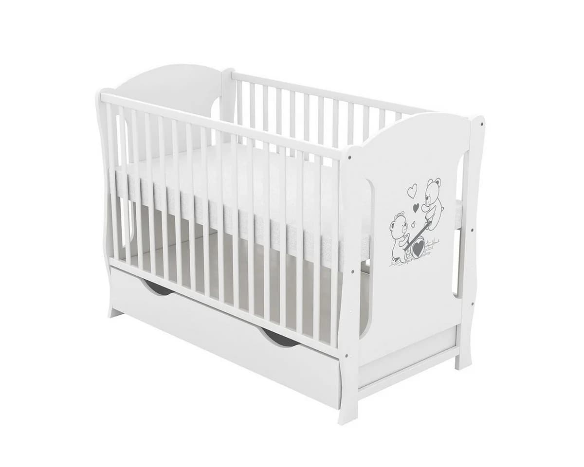 Baby-Delux Babybett Lia Weiß Kiefer Massivholz mit Matratze - Bild 1