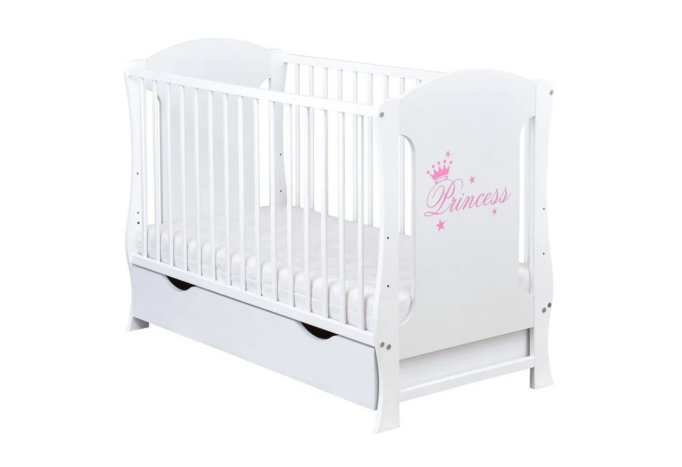 Baby-Delux Babybett Lia Princess Weiß Kiefer mit Bettkasten
