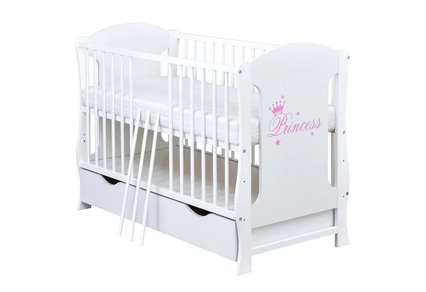 Baby-Delux Babybett Lia Princess Weiß Kiefer mit Bettkasten - Bild 2
