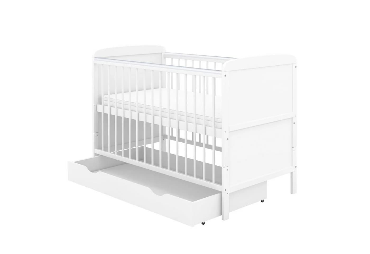 Baby-Delux Babybett Natalie Weiß Massivholz mit Schublade & Matratze - Bild 2