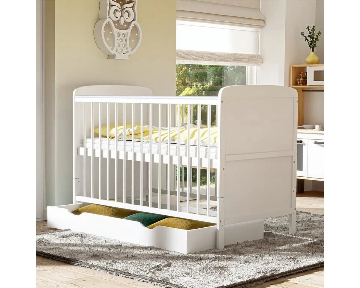 Baby-Delux Babybett Natalie Weiß Massivholz mit Schublade & Matratze - Bild 4