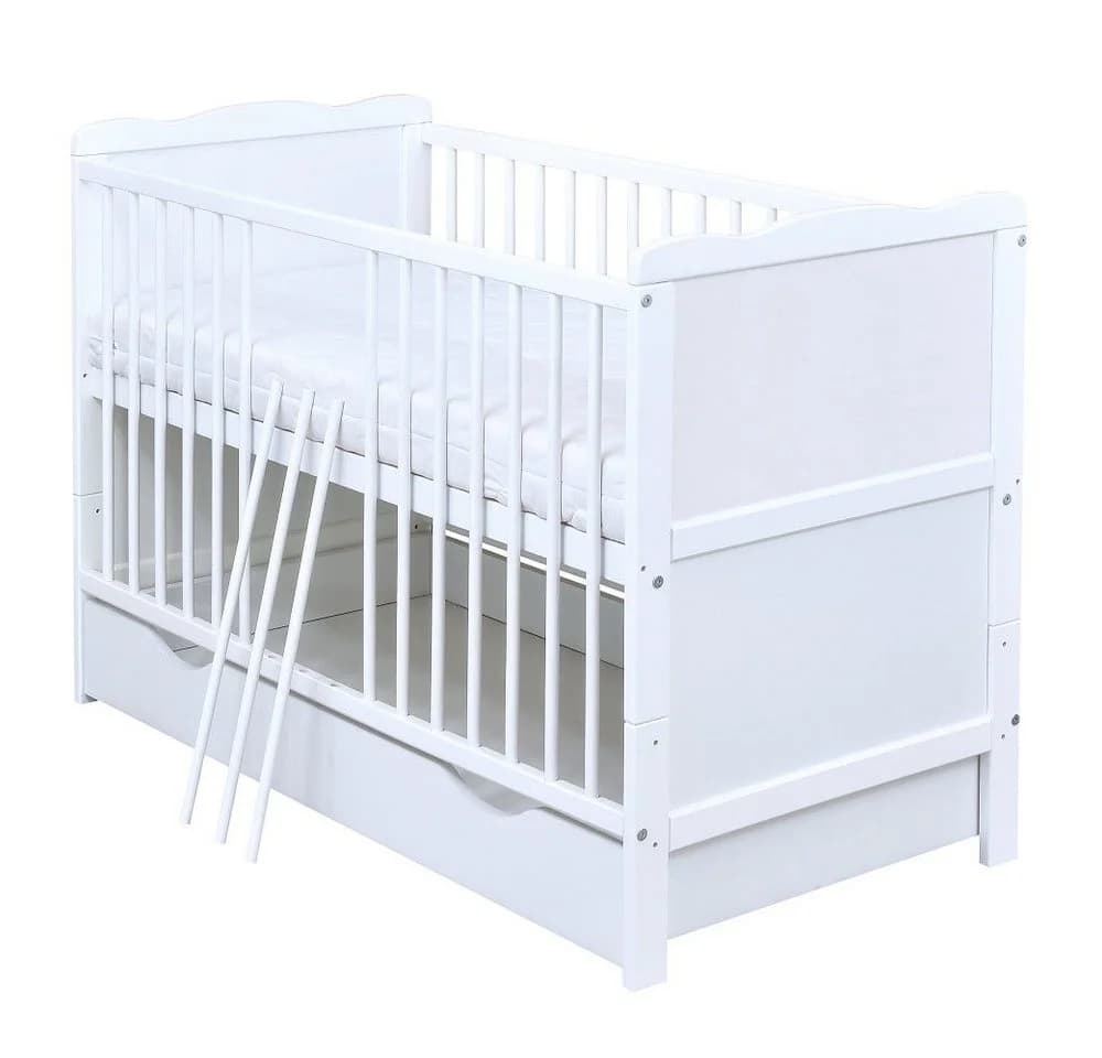 Baby-Delux Babybett Jack Weiß Kiefernholz mit Schublade & Matratze - Bild 2