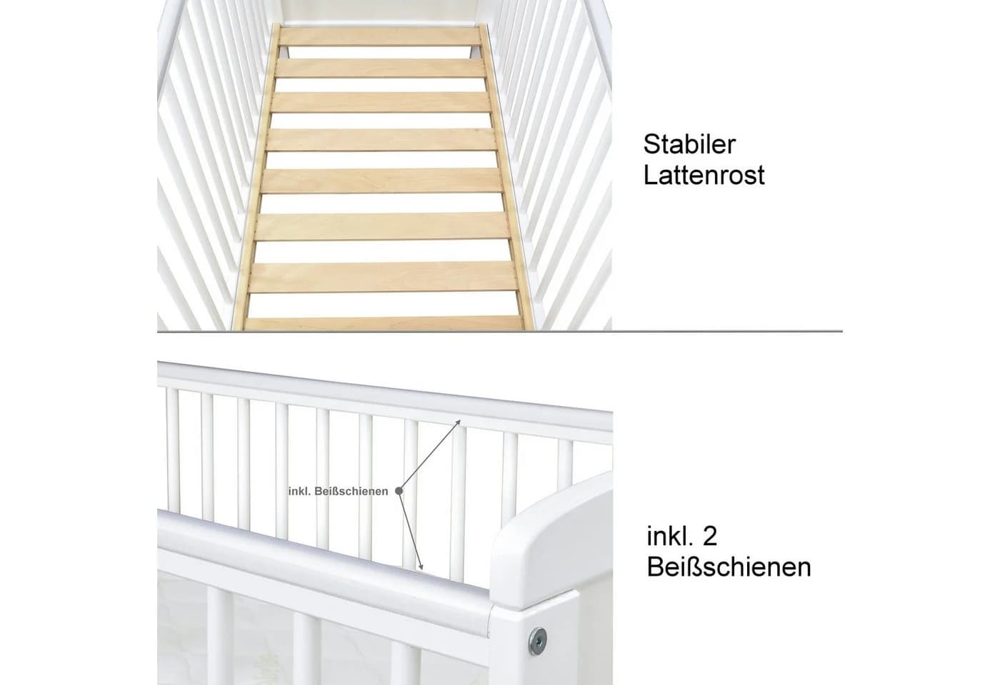 Baby-Delux Babybett Natalie Princess Komplettset Weiß Massivholz - Bild 5