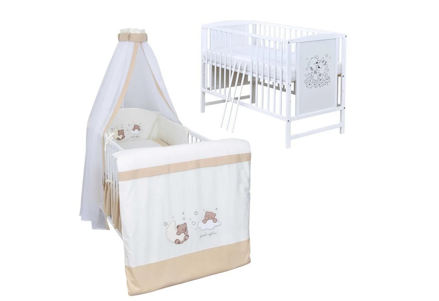Baby-Delux Komplettbett Mia 10-tlg. Weiß Beige Kiefernholz - Bild 2
