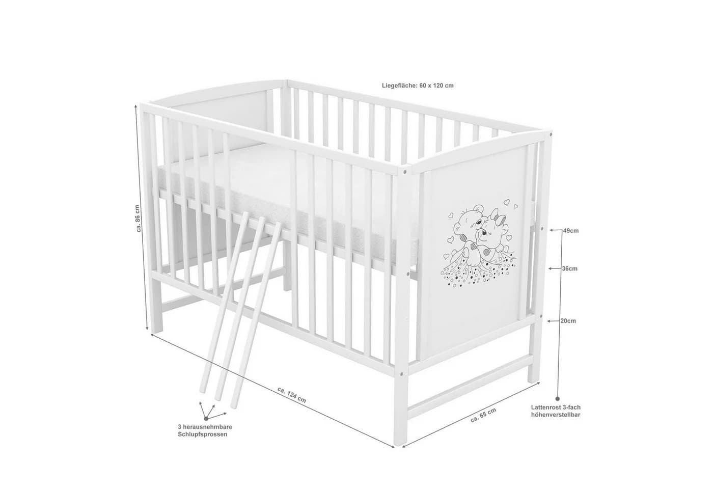 Baby-Delux Komplettbett Mia 10-tlg. Weiß Beige Kiefernholz - Bild 5