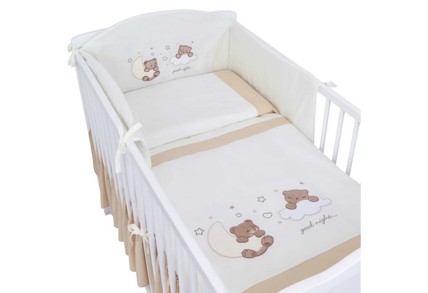 Baby-Delux Babybettwäsche Set 4-tlg. Nestchen Chiffonhimmel Beige