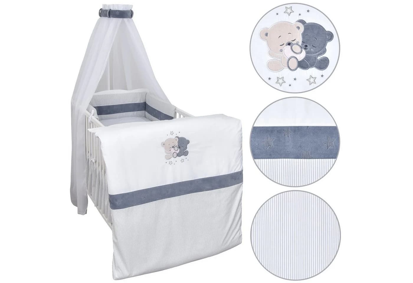 Baby-Delux Kinderbett Jack 70x140 Weiß Premium Komplettset