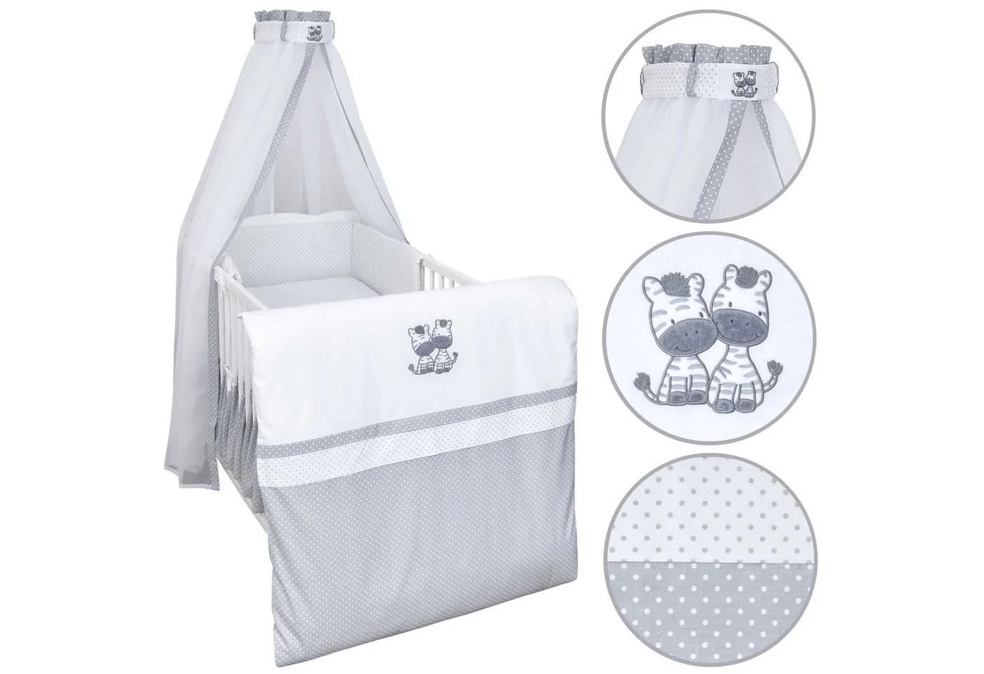 Baby-Delux Komplettbett Babybett Jack 10-tlg. Weiß - Bild 1