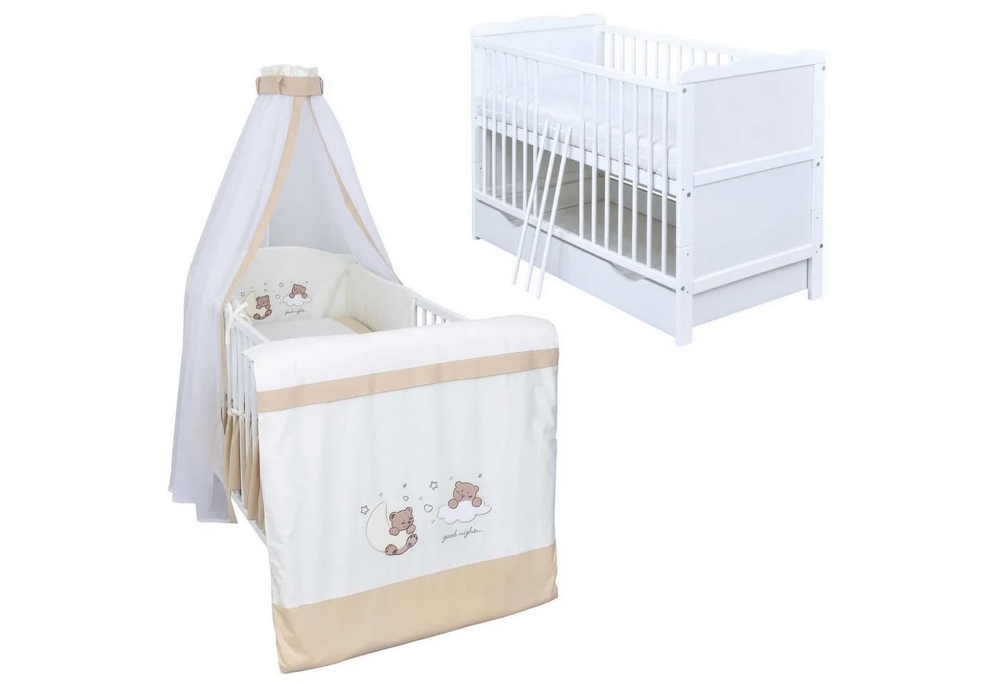 Baby-Delux Babybett Jack Komplettset 70x140 cm Weiß Kiefernholz - Bild 2