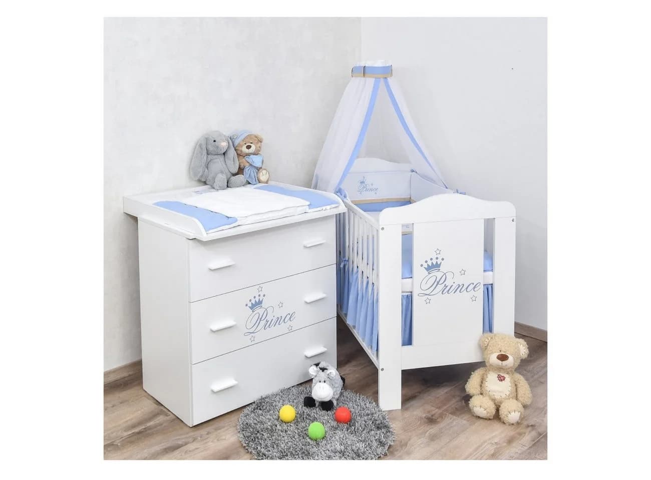 Baby-Delux Babyzimmer-Set Prince 13-tlg. Weiß Kiefernholz - Bild 2