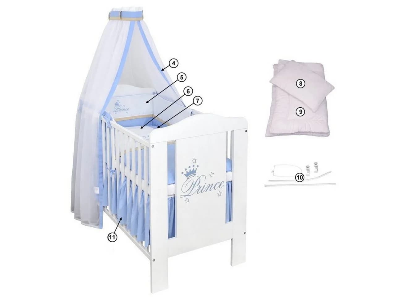 Baby-Delux Babyzimmer-Set Prince 13-tlg. Weiß Kiefernholz - Bild 4