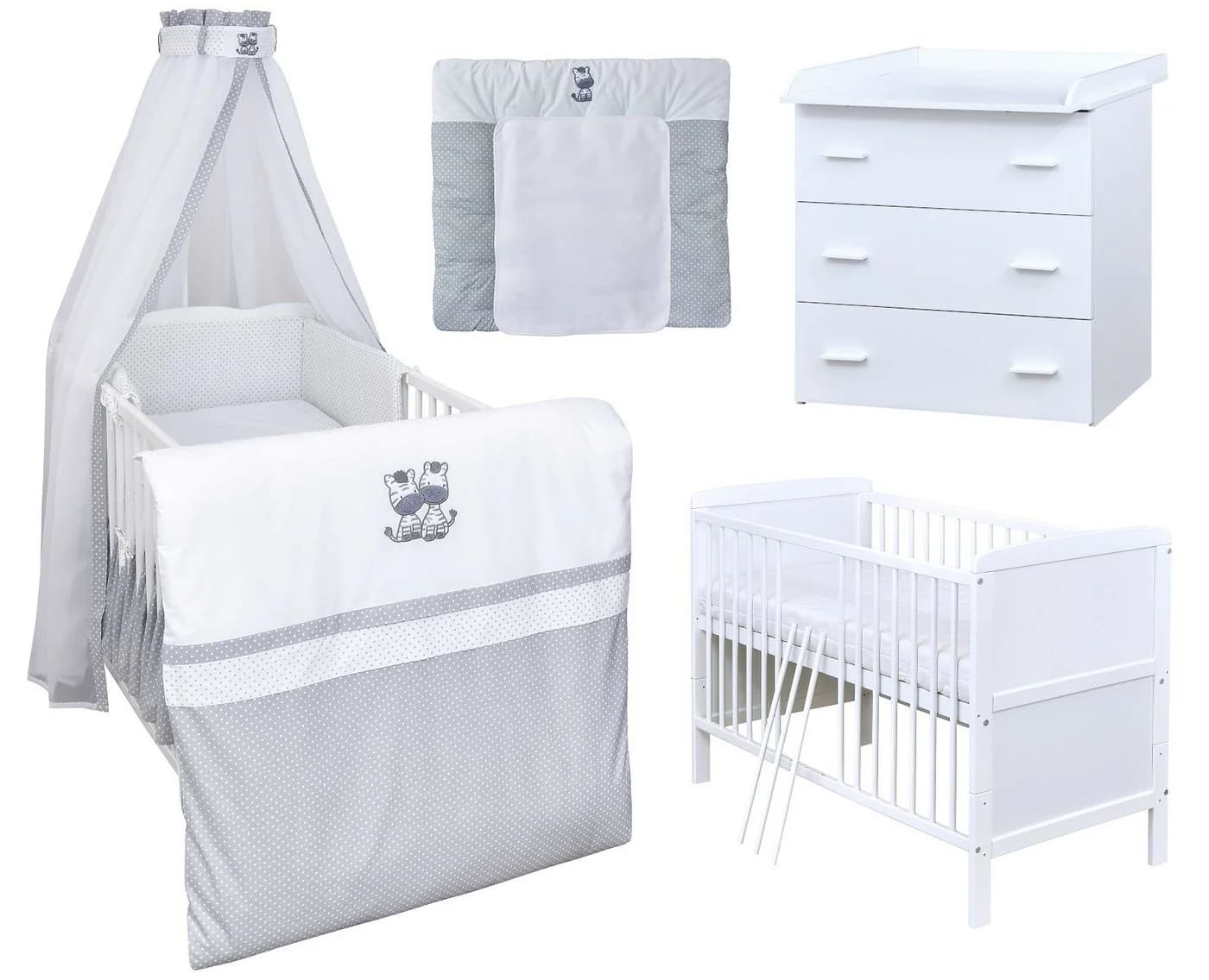 Baby-Delux Babyzimmer-Komplettset 13-tlg. Babybett Wickelkommode Bettwäsche Set - Bild 2