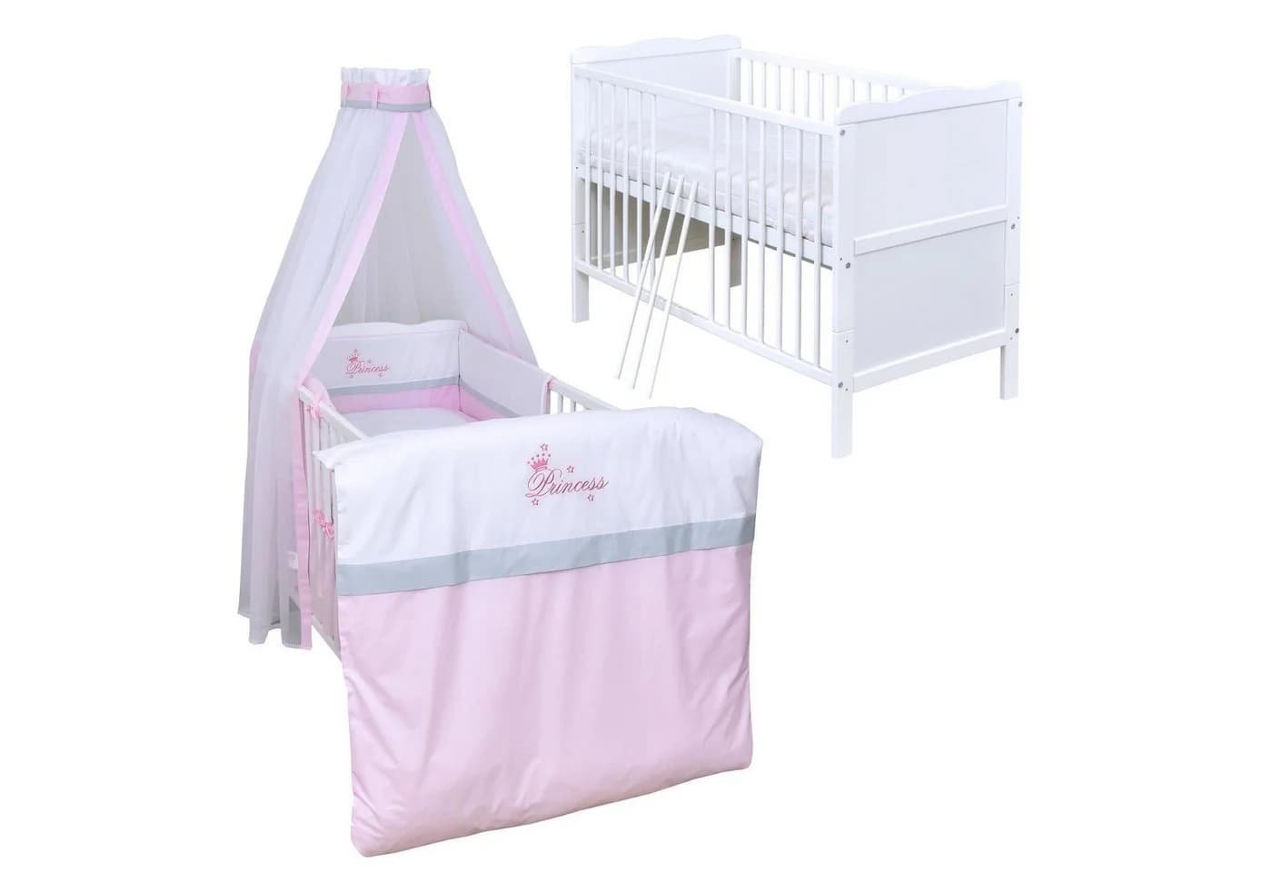 Baby-Delux Babybett Max Komplettset 10-tlg. Weiß Massivholz - Bild 2