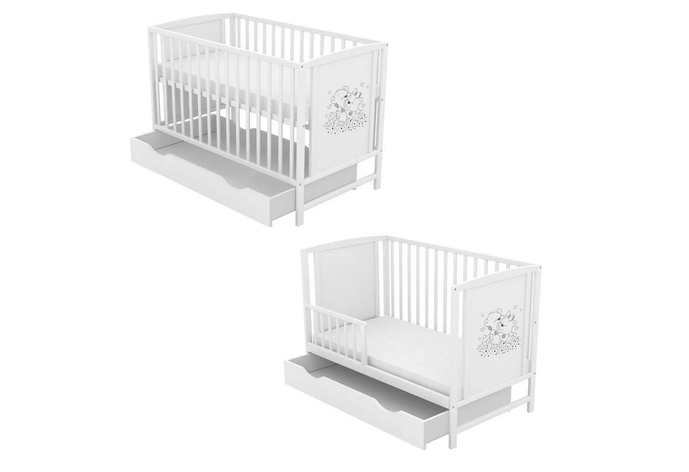 Baby-Delux Babybett Mia Weiß mit Schublade und Matratze - Bild 2