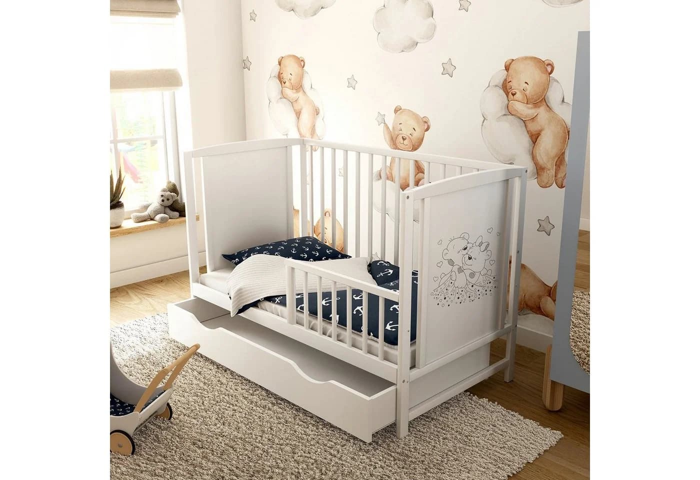 Baby-Delux Babybett Mia Weiß mit Schublade und Matratze - Bild 3