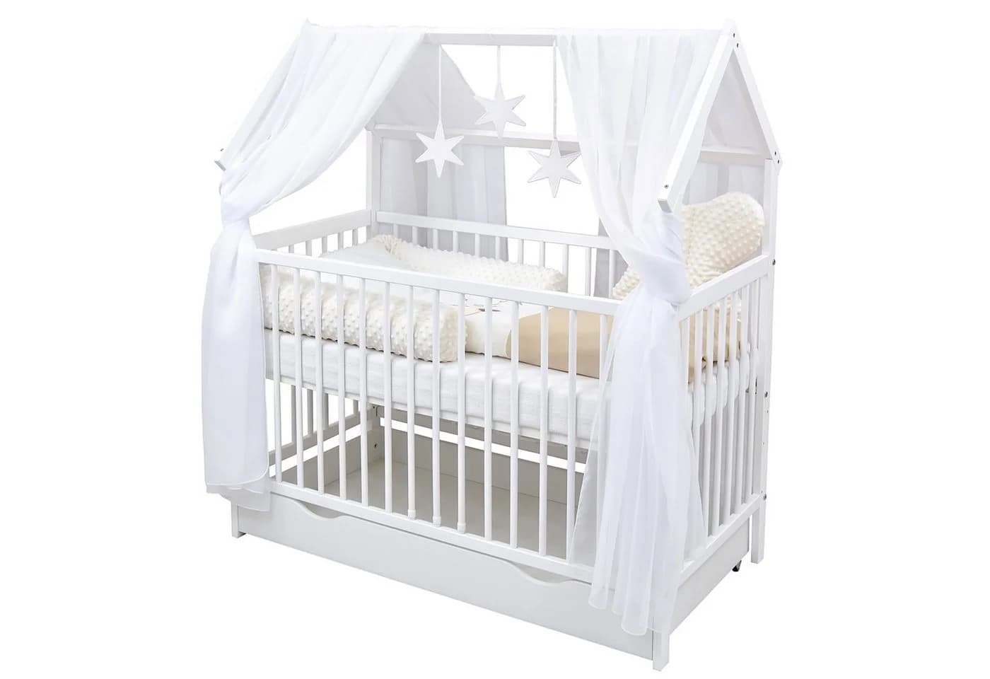 Baby-Delux Komplettbett Hausbett 60x120 cm Weiß mit Schublade - Bild 2