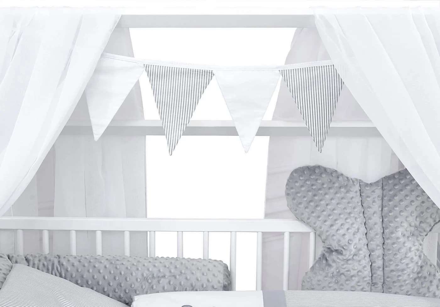 Baby-Delux Komplettbett Hausbett 60x120 cm Weiß mit Schutzgitter - Bild 4
