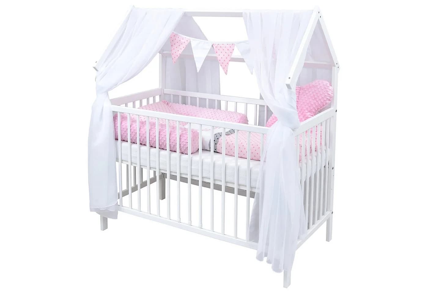 Baby-Delux Komplettbett Hausbett Babybett Schutzgitter Komplettset weiß - Bild 2
