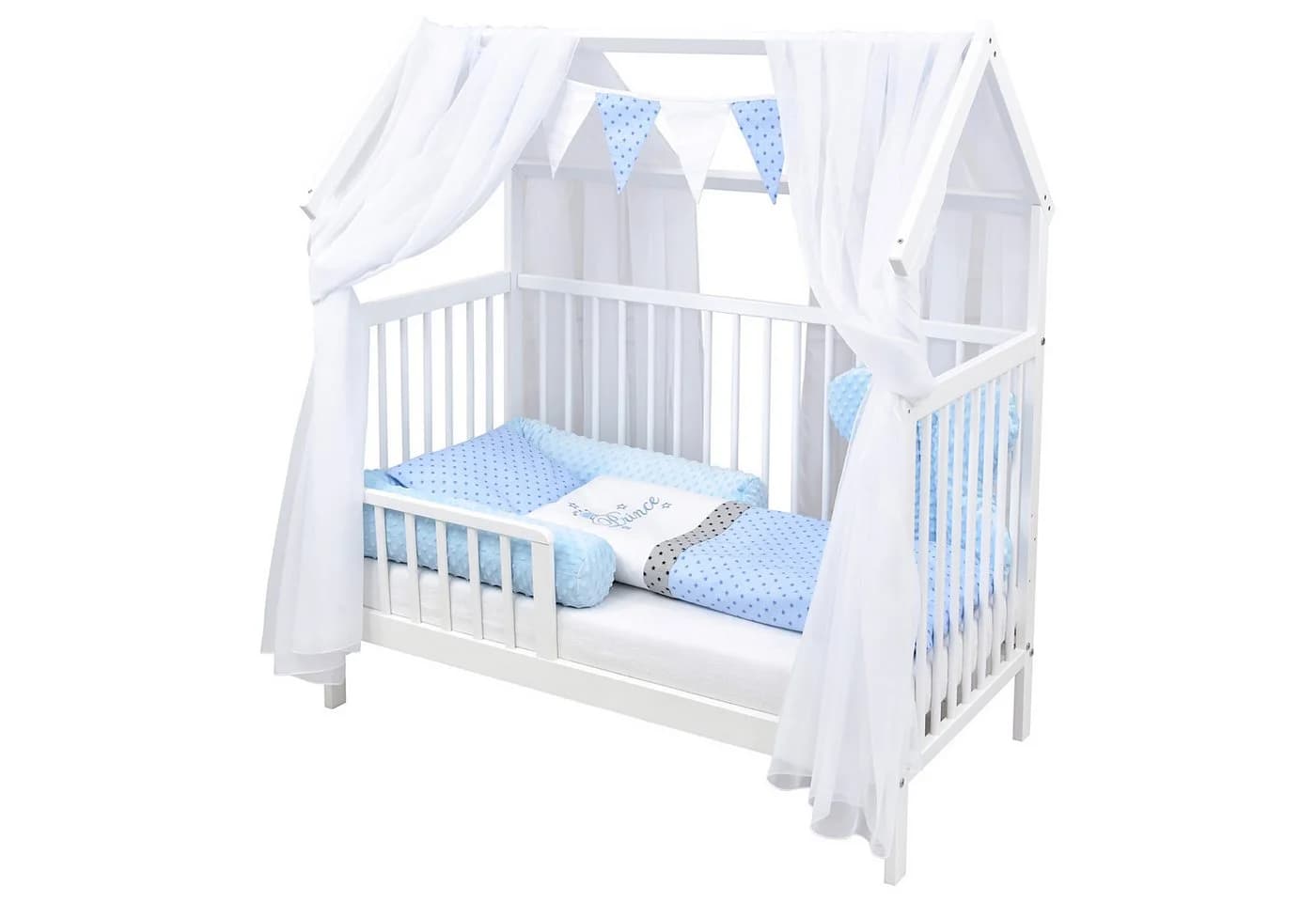 Baby-Delux Komplettbett Hausbett Babybett Schutzgitter Komplettset weiß