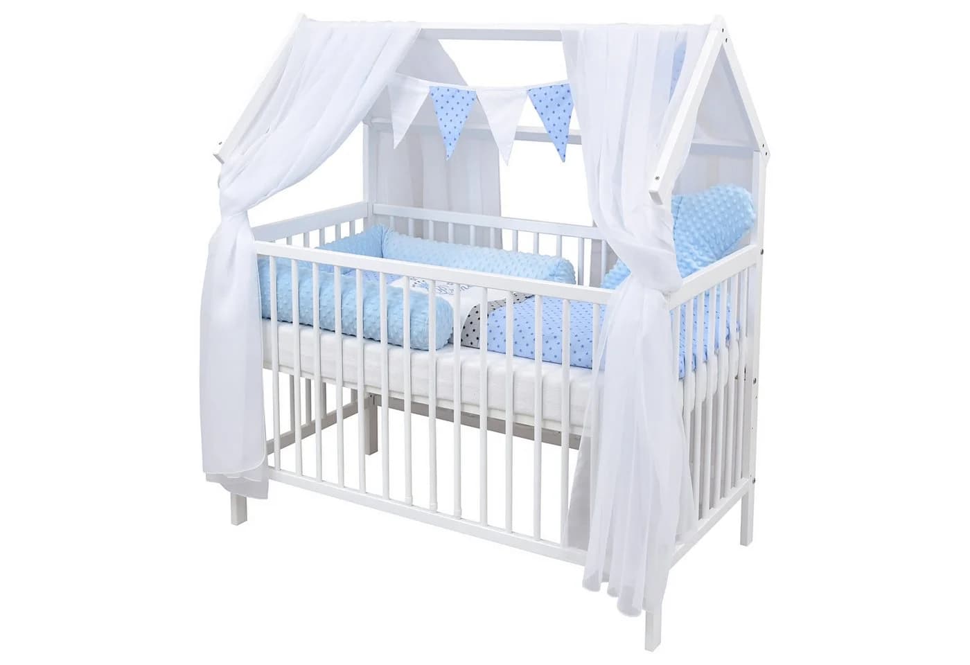 Baby-Delux Komplettbett Hausbett Babybett Schutzgitter Komplettset weiß - Bild 2