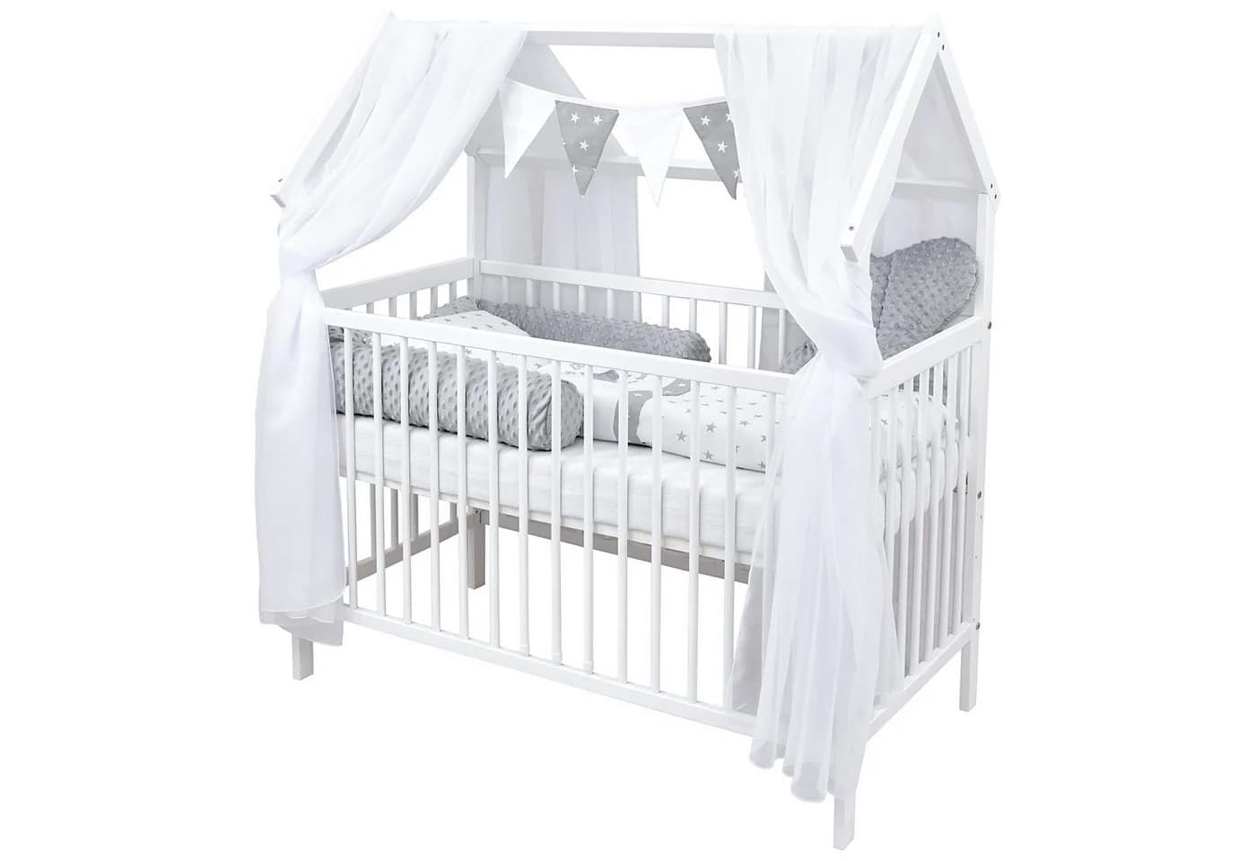 Baby-Delux Komplettbett Hausbett Babybett Schutzgitter Komplettset, 10-tlg., Kinderbett 60x120 cm weiß - Bild 2