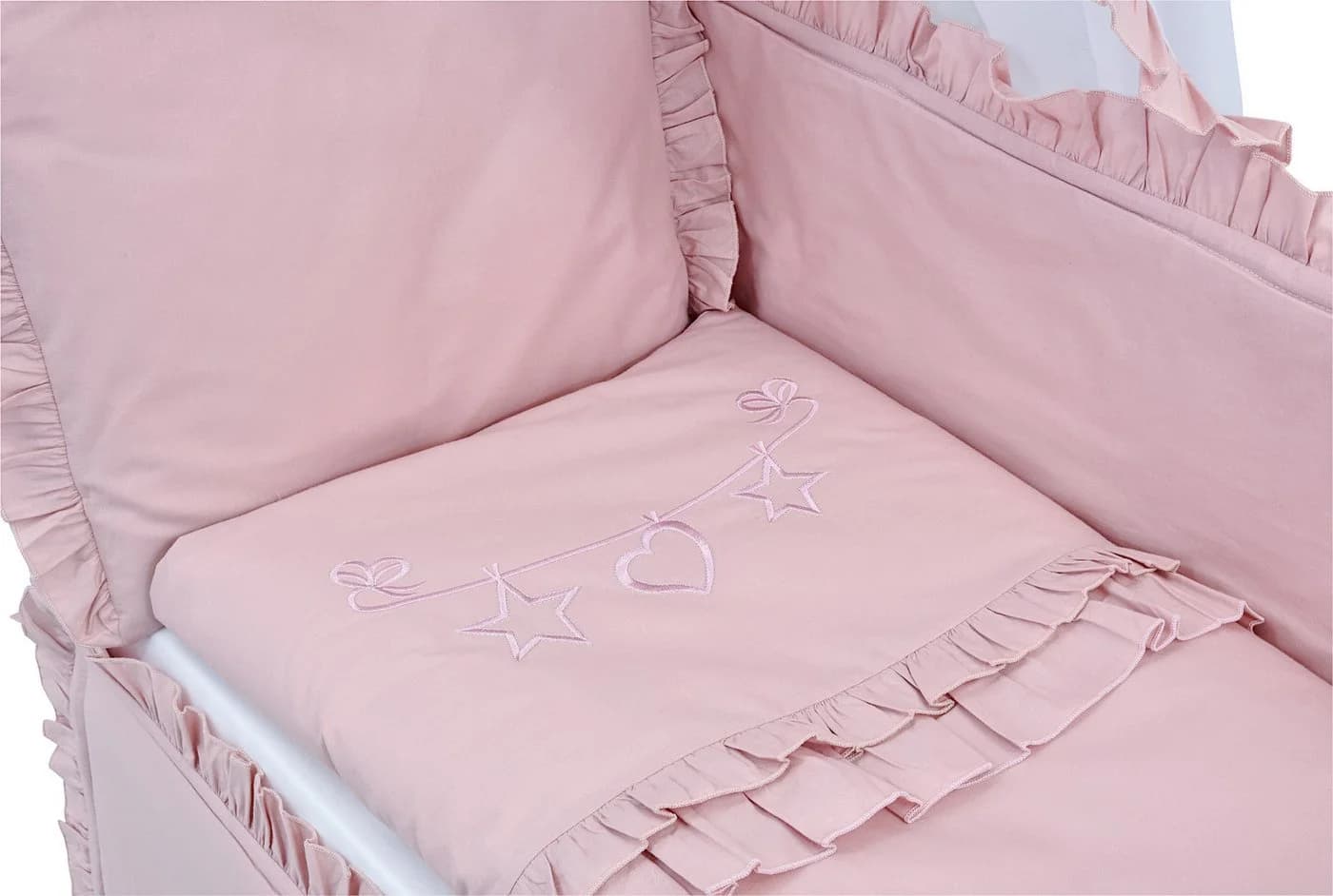 Baby-Delux Beistellbett Royal Rosa Rüsche, Stillbett 90x40 weiß höhenverstellbar - Bild 3