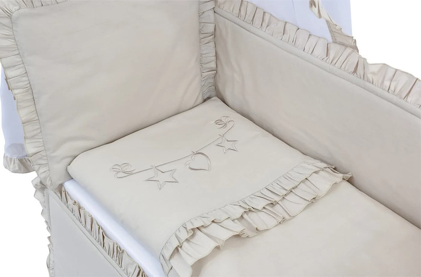 Baby-Delux Beistellbett Royal Beige Rüsche, Stillbett 90x40 weiß höhenverstellbar, Matratze inkl. komplett Set - Bild 3