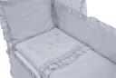Baby-Delux Beistellbett Royal Grau Rüsche Weiß höhenverstellbar mit Matratze Bild 3