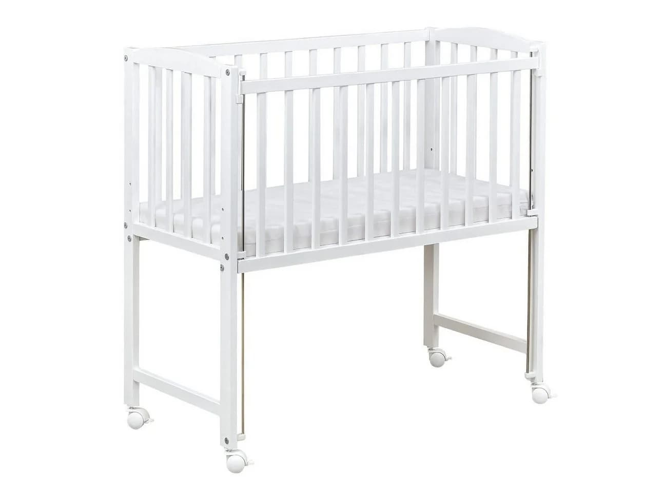 Baby-Delux Beistellbett Royal Grau Rüsche Weiß höhenverstellbar mit Matratze - Bild 4