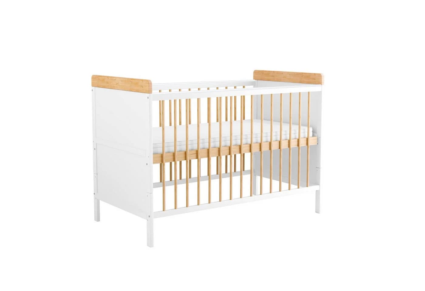 Baby-Delux Babybett Ella weiß-natur Kiefer höhenverstellbar mit Matratze - Bild 2