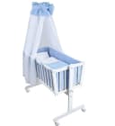 Baby-Delux Stubenbett Komplettset Schaukelwiege Weiß Blau Bild 2