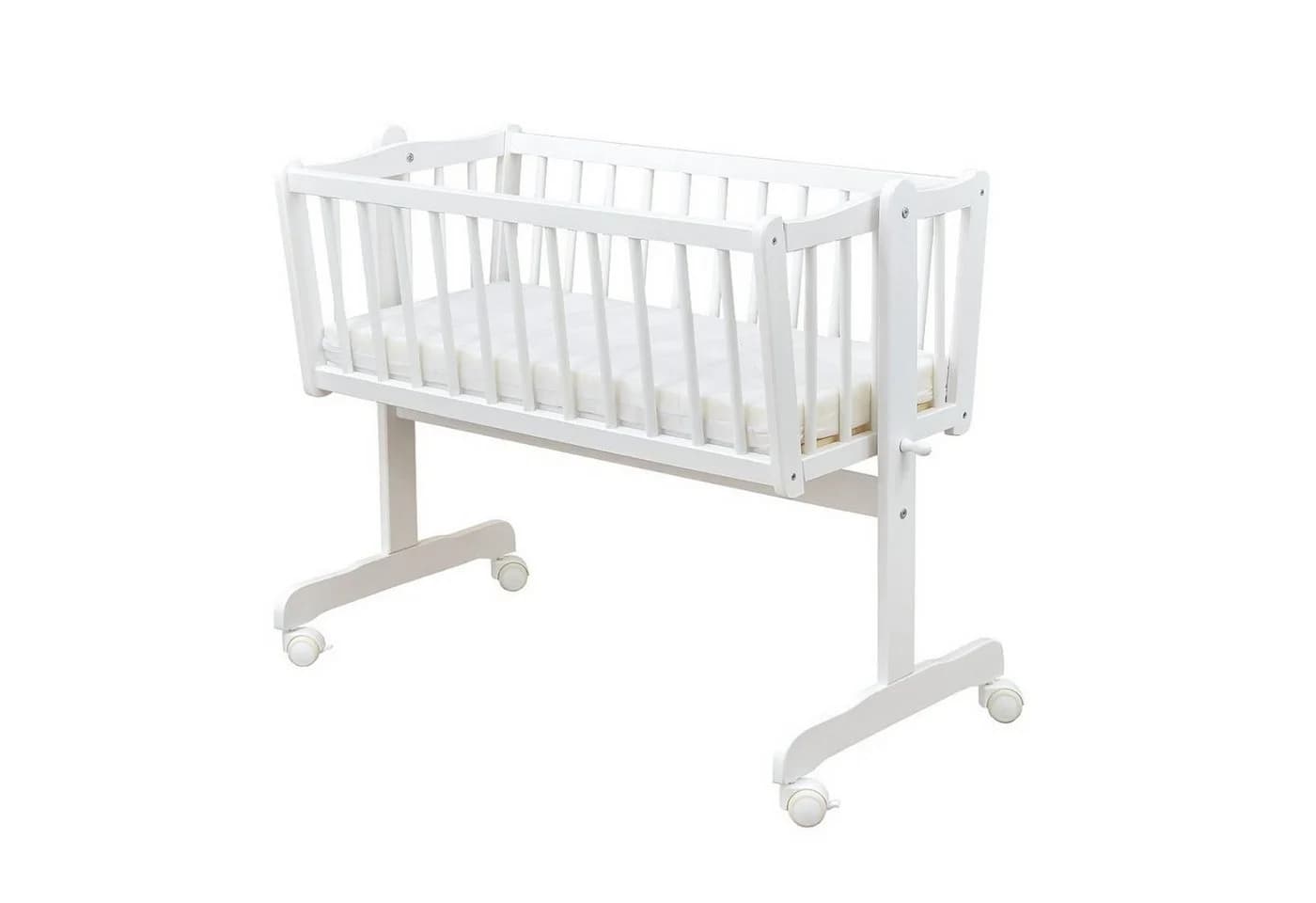 Baby-Delux Stubenbett Babywiege Komplettset Waffelpique Musselin Weiß - Bild 4