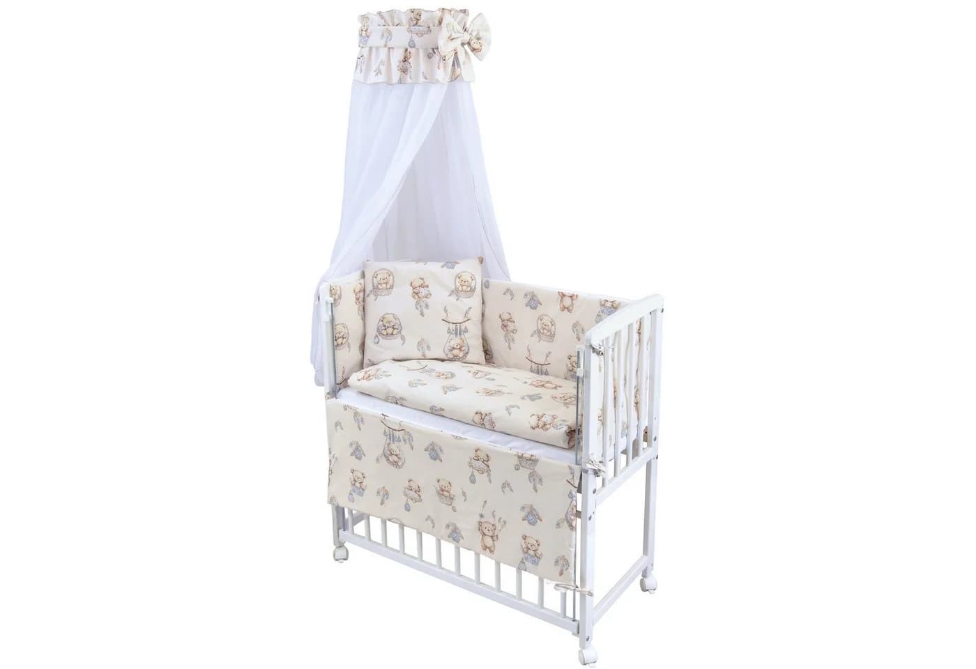Baby-Delux Beistellbett Weiß Kiefer Massivholz mit Matratze - Bild 2