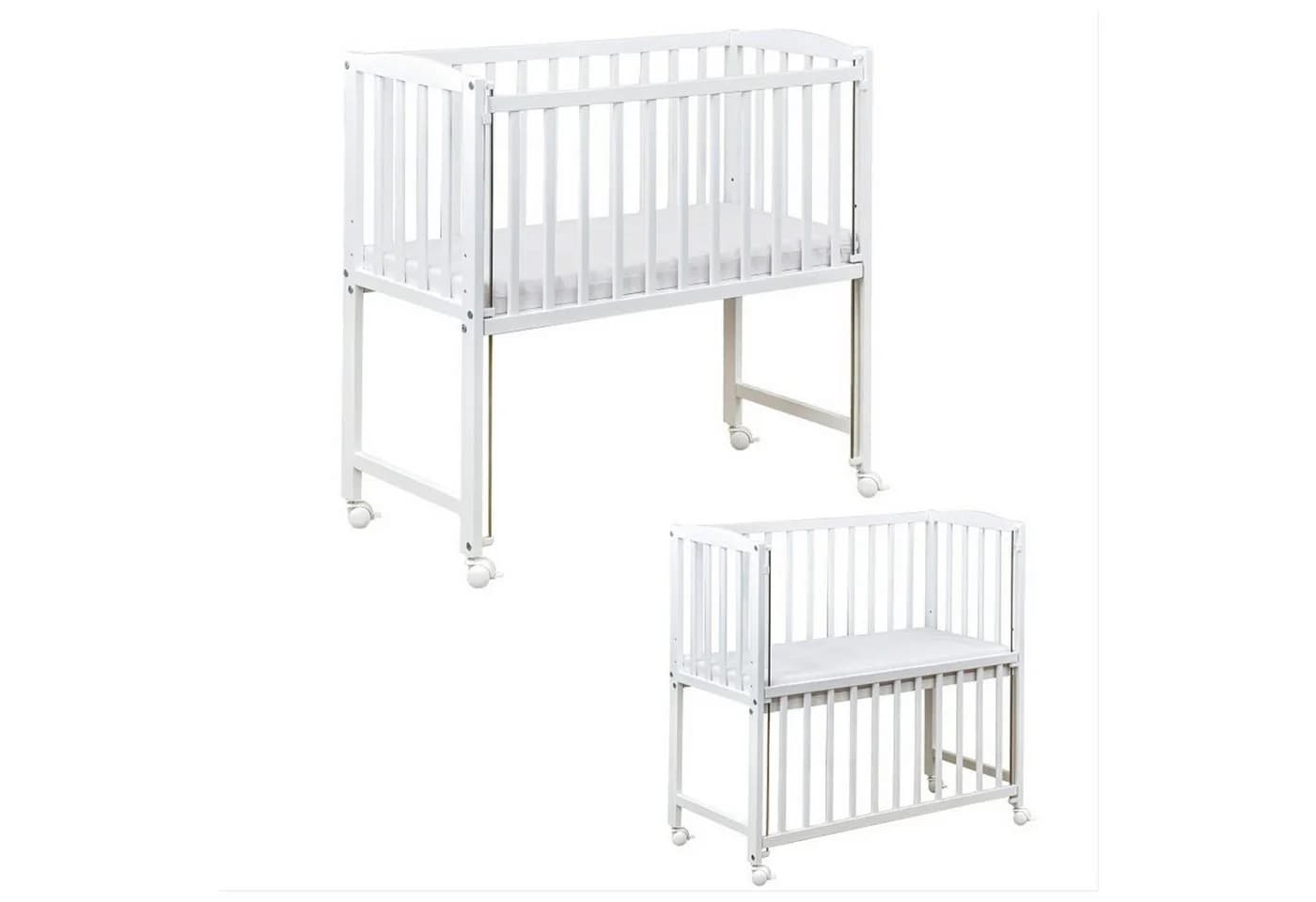 Baby-Delux Beistellbett Weiß Kiefer Massivholz mit Matratze - Bild 3