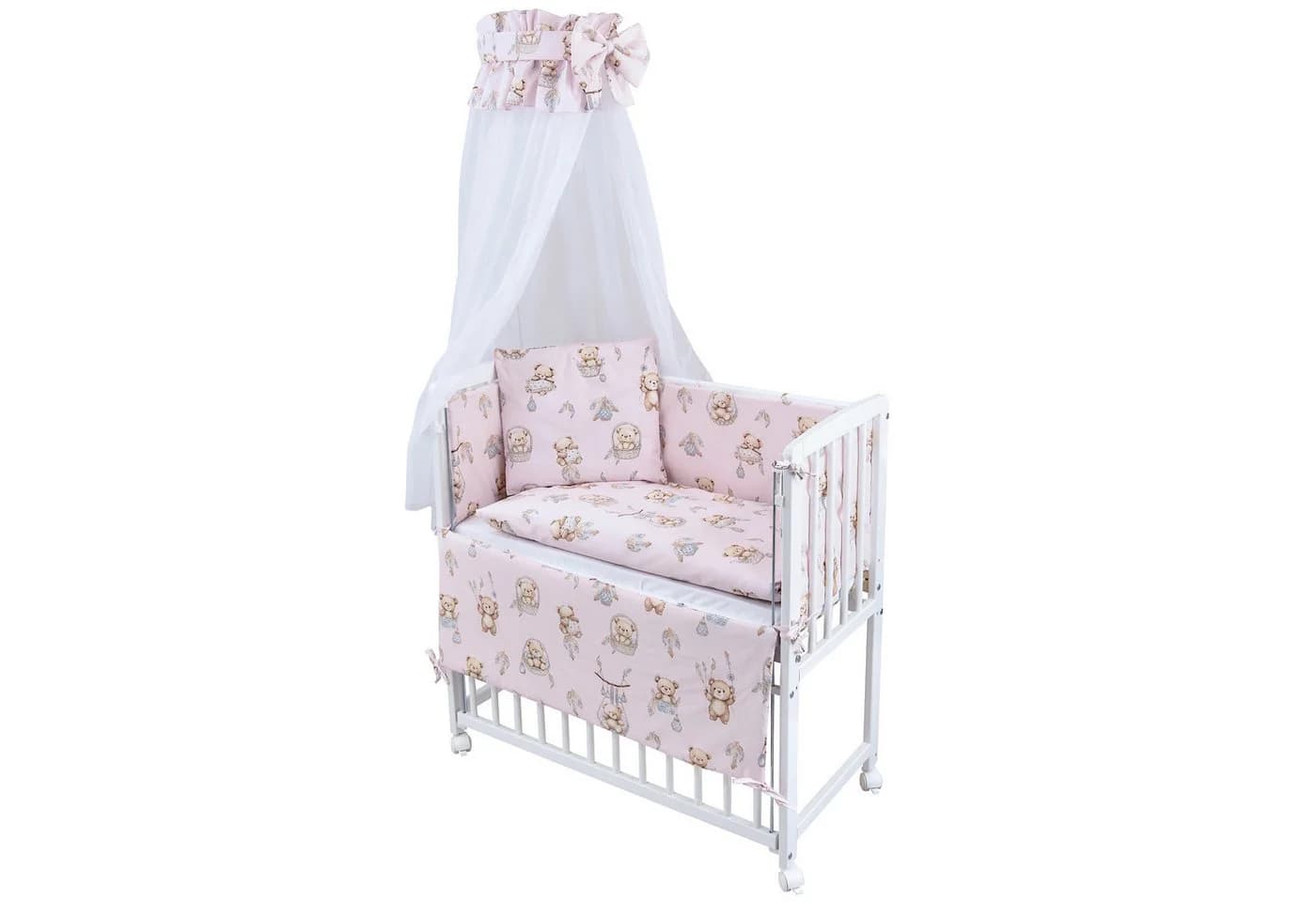 Baby-Delux Beistellbett Teddy Rosa Weiß Höher Verstellbar Komplett Set - Bild 2