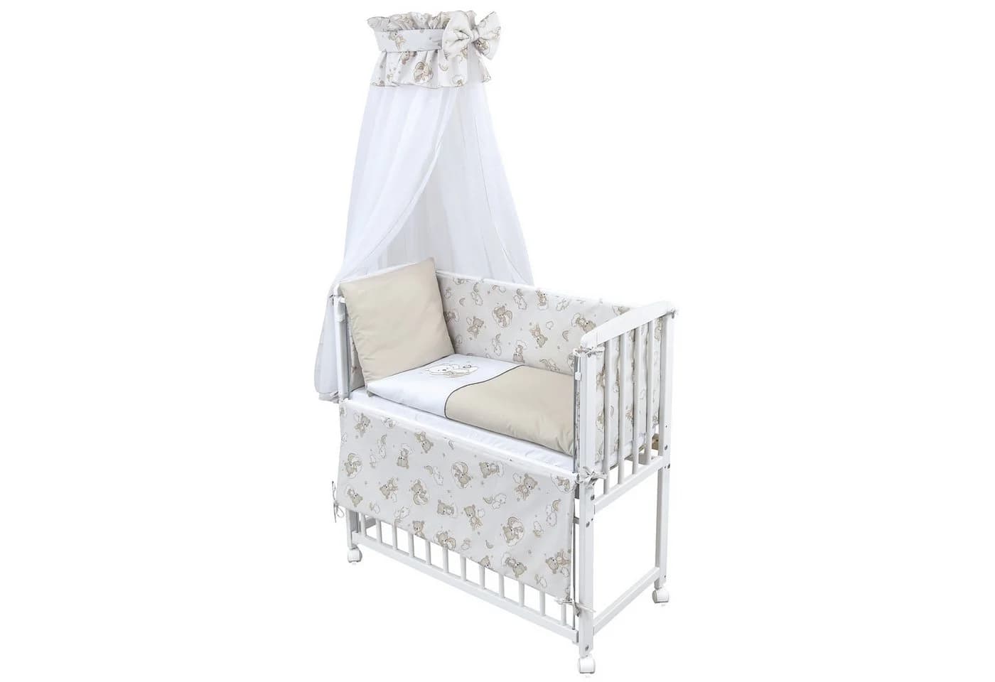 Baby-Delux Beistellbett Shiny Teddy, Stillbett 90x40 weiß höhenverstellbar, Matratze inkl. komplett Set - Bild 2