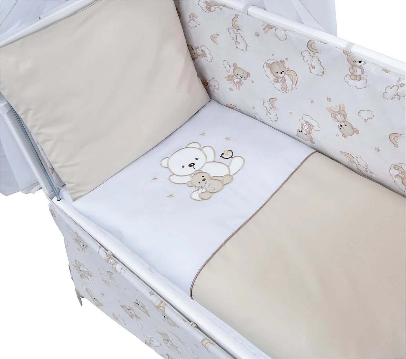 Baby-Delux Beistellbett Shiny Teddy, Stillbett 90x40 weiß höhenverstellbar, Matratze inkl. komplett Set - Bild 3