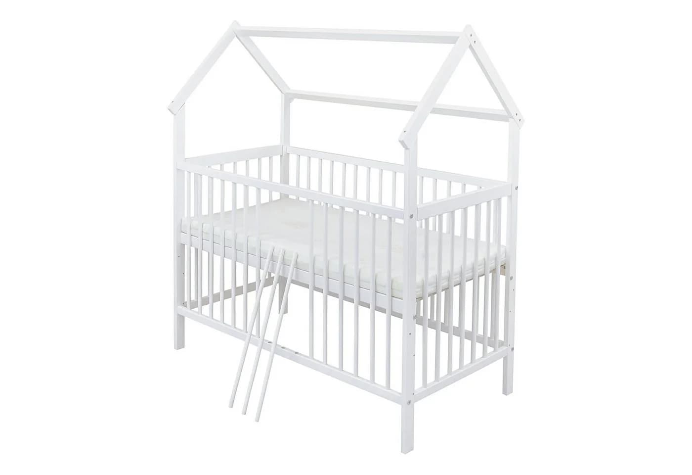 Baby-Delux Komplettbett Hausbett Babybett Komplettset Waffelpique Musselin 12-tlg. Kinderbett 60x120 cm Weiß - Bild 5