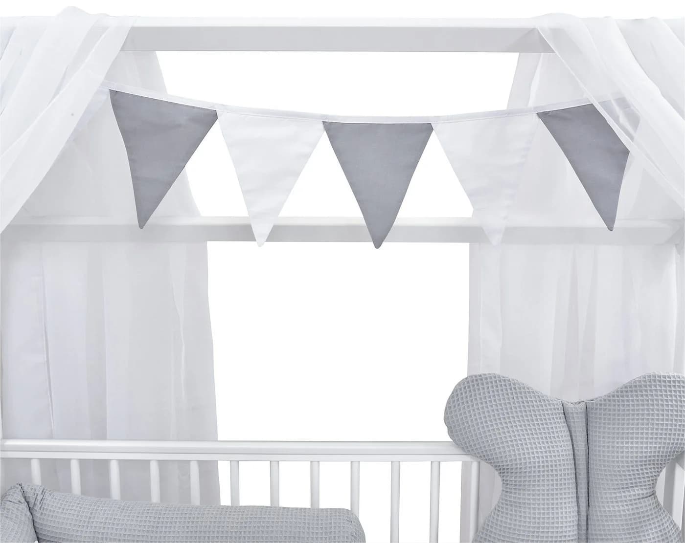 Baby-Delux Komplettbett Hausbett Babybett Komplettset Waffelpique 12-tlg. weiß - Bild 3