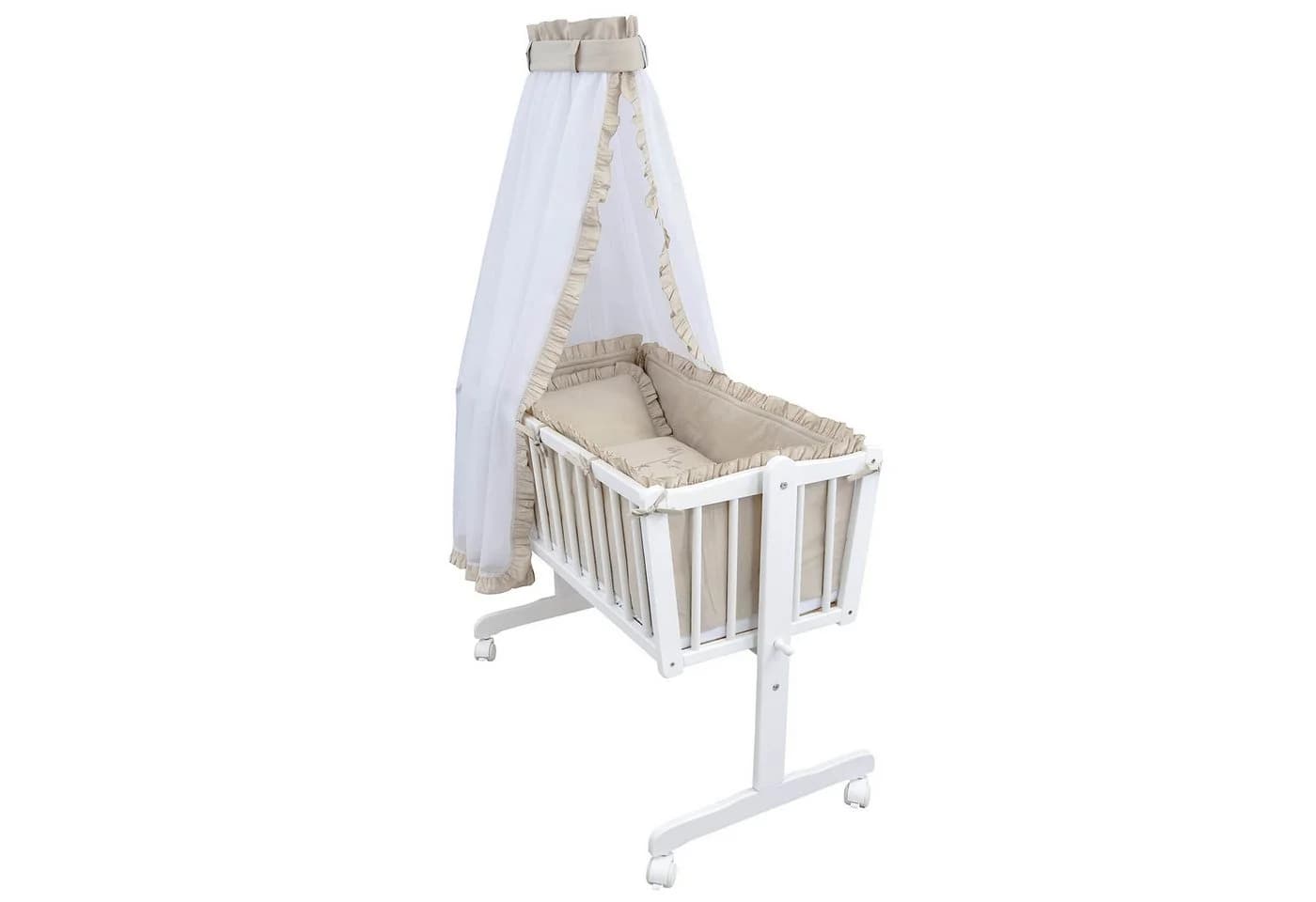 Baby-Delux Stubenbett Babywiege Komplettset Royal Rüsche Schaukelwiege - Bild 2