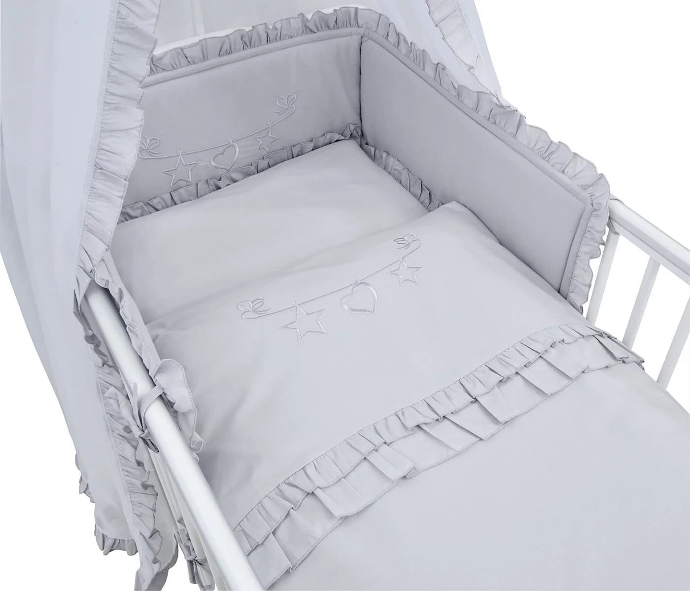 Baby-Delux Babybettwäsche Set 4-tlg. Royal Grau Rüsche