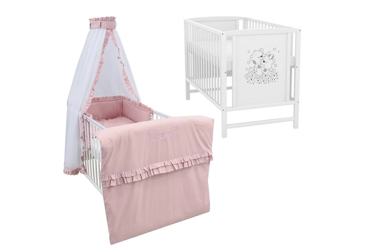 Baby-Delux Babybett Mia Komplettset Royal Rosa Rüsche 10-tlg. - Bild 2
