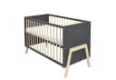 Baby-Delux Babybett Juna Anthrazit Kiefer, Kinderbett 60x120 Schutzgitter Matratze Bild 1