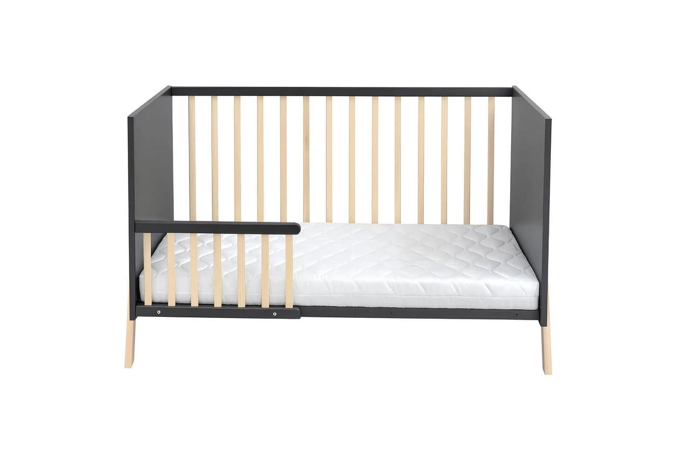 Baby-Delux Babybett Juna Anthrazit Kiefer, Kinderbett 60x120 Schutzgitter Matratze - Bild 5