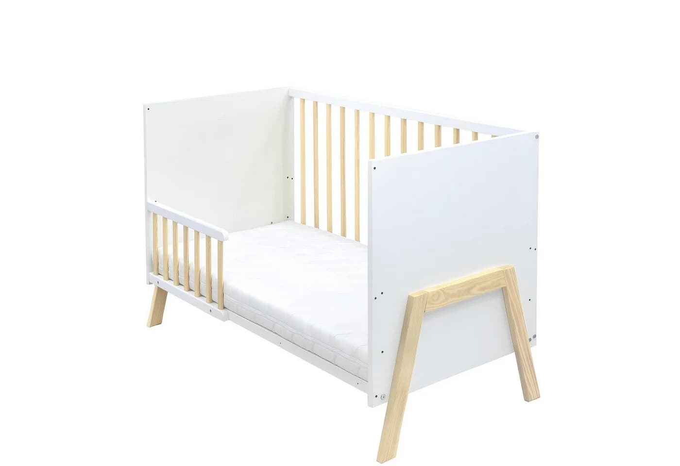 Baby-Delux Babybett Juna Weiß Kiefernholz mit Matratze - Bild 4