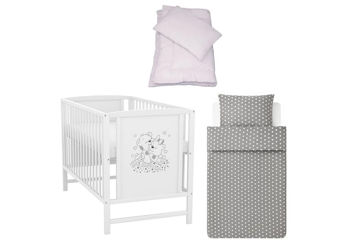 Baby-Delux Babybett Mia Komplettset 7-tlg. Weiß Kiefermassivholz - Bild 2